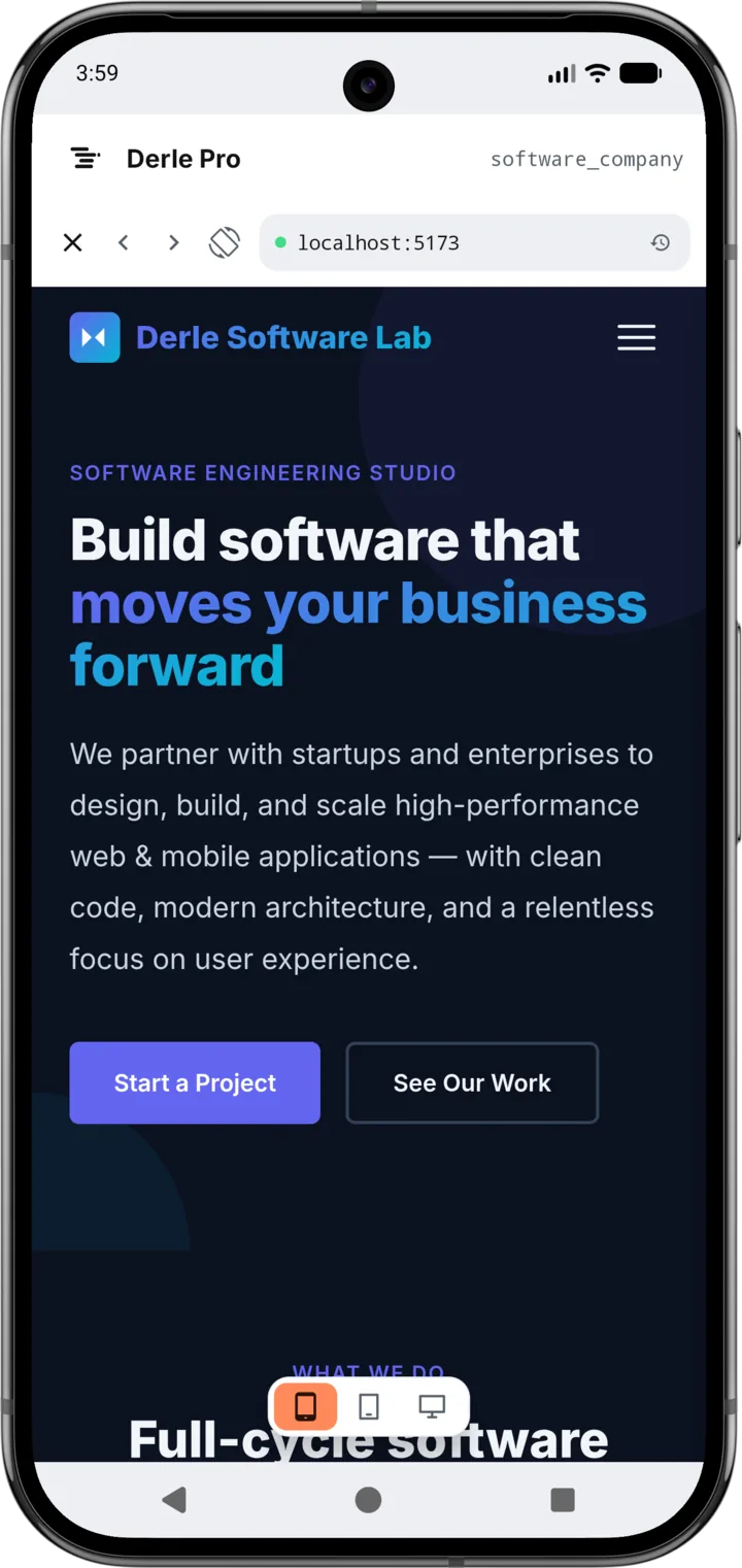 A website built by the assistant, rendered live in the Preview tab
